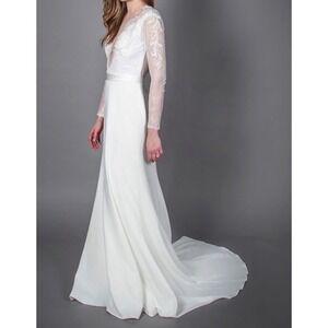 Robert Bullock Charlie Bridal Gown Ivory Lace Long Sleeve Wedding Dress Size 12